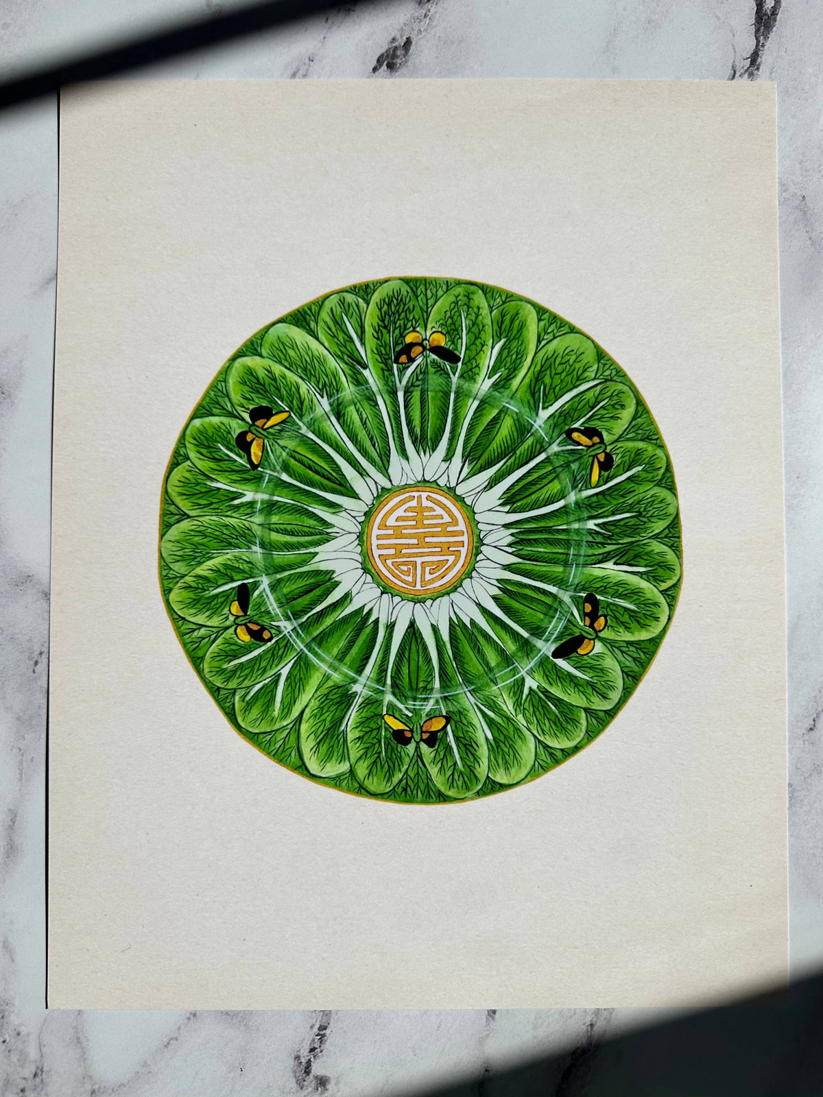 Framed Bok Choy Chinoiserie Plate Print - 8x10"