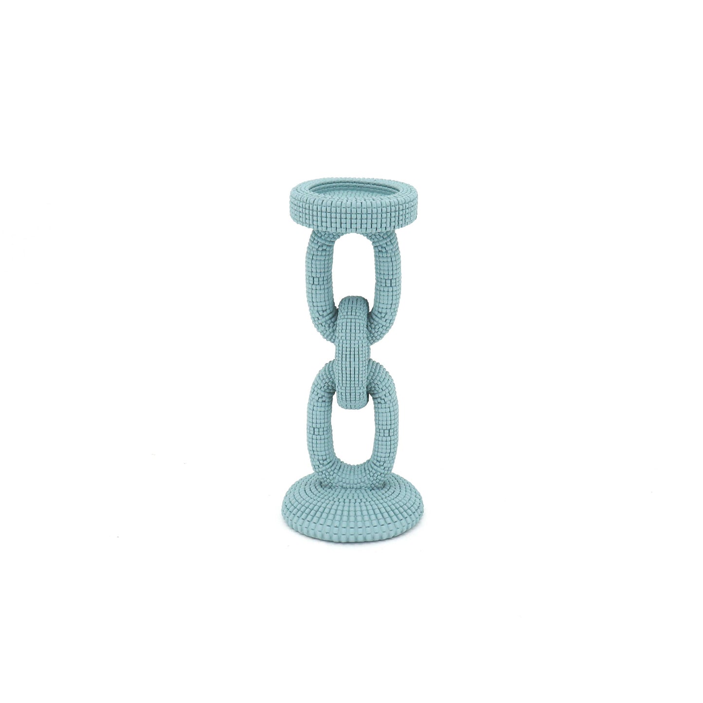 Medium Blue Beaded Candle Holder