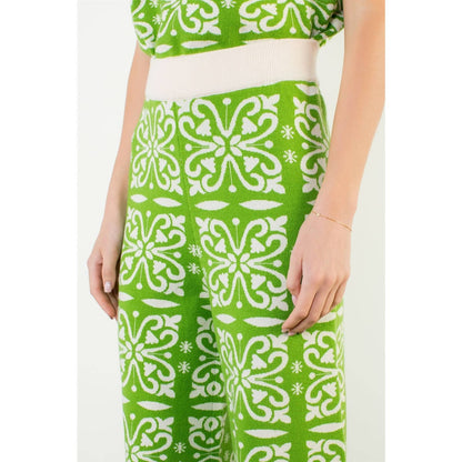 Green Pattern Knitted Pants