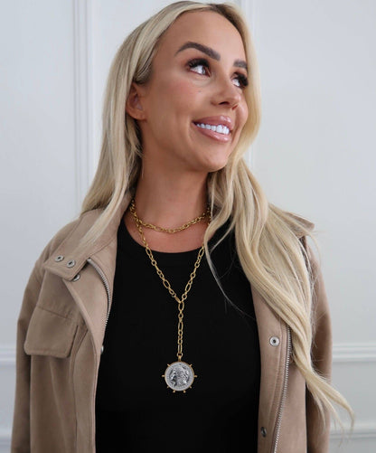 TWO TONED WRAP AROUND COIN NECKLACE