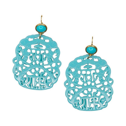 Turquoise Carved Earrings