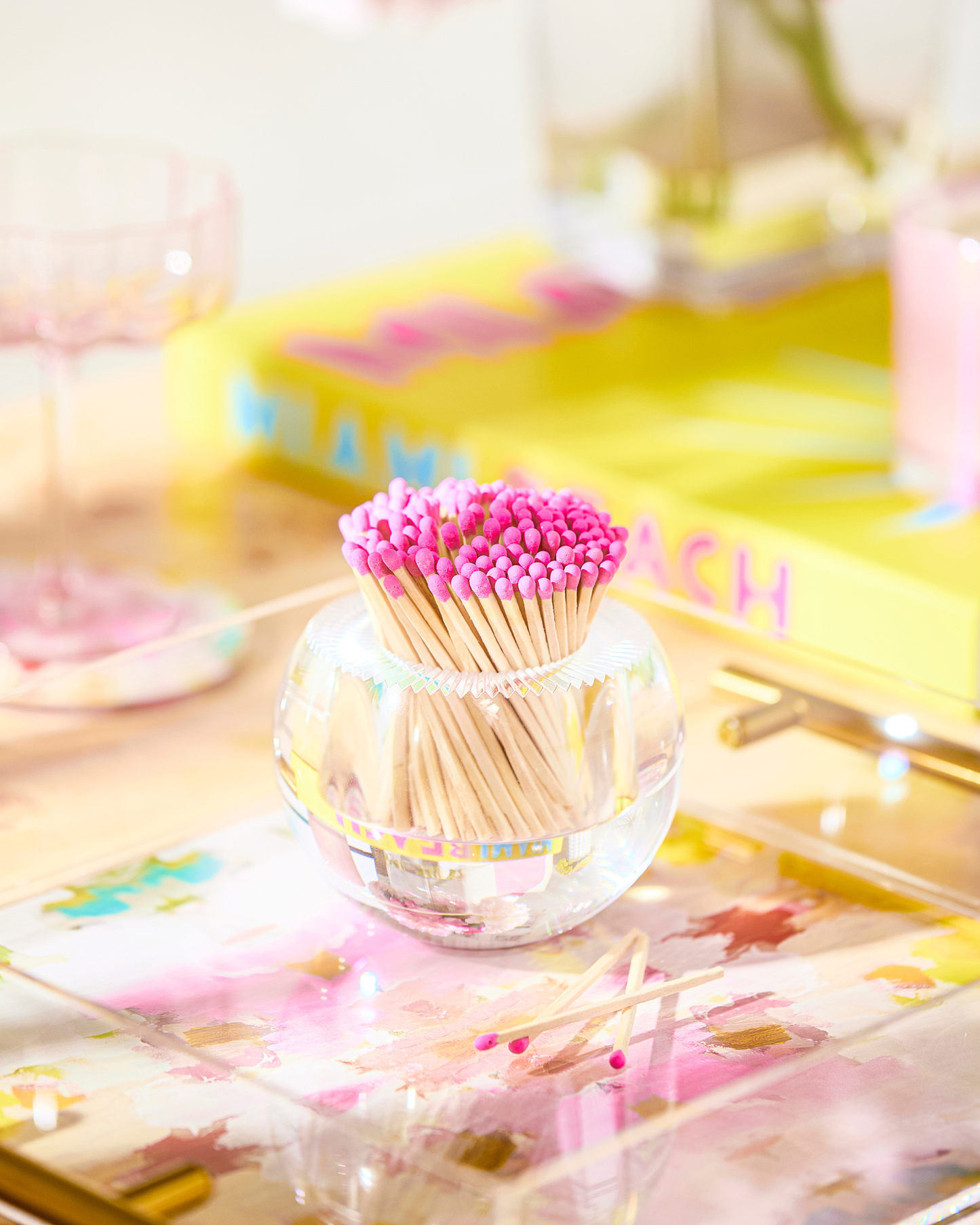 Hot Pink Matches in Round Container