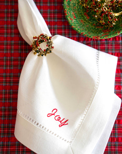White Holiday Cloth Napkins, set of 4
