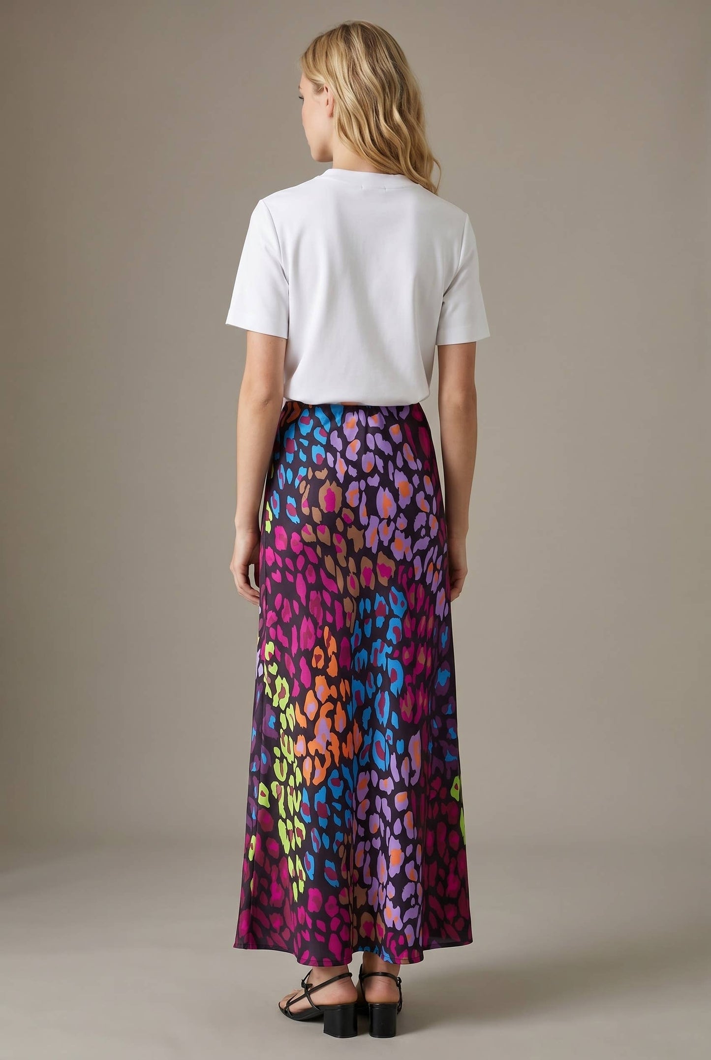 Abstract Satin Maxi Skirt