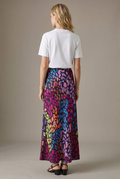 Abstract Satin Maxi Skirt