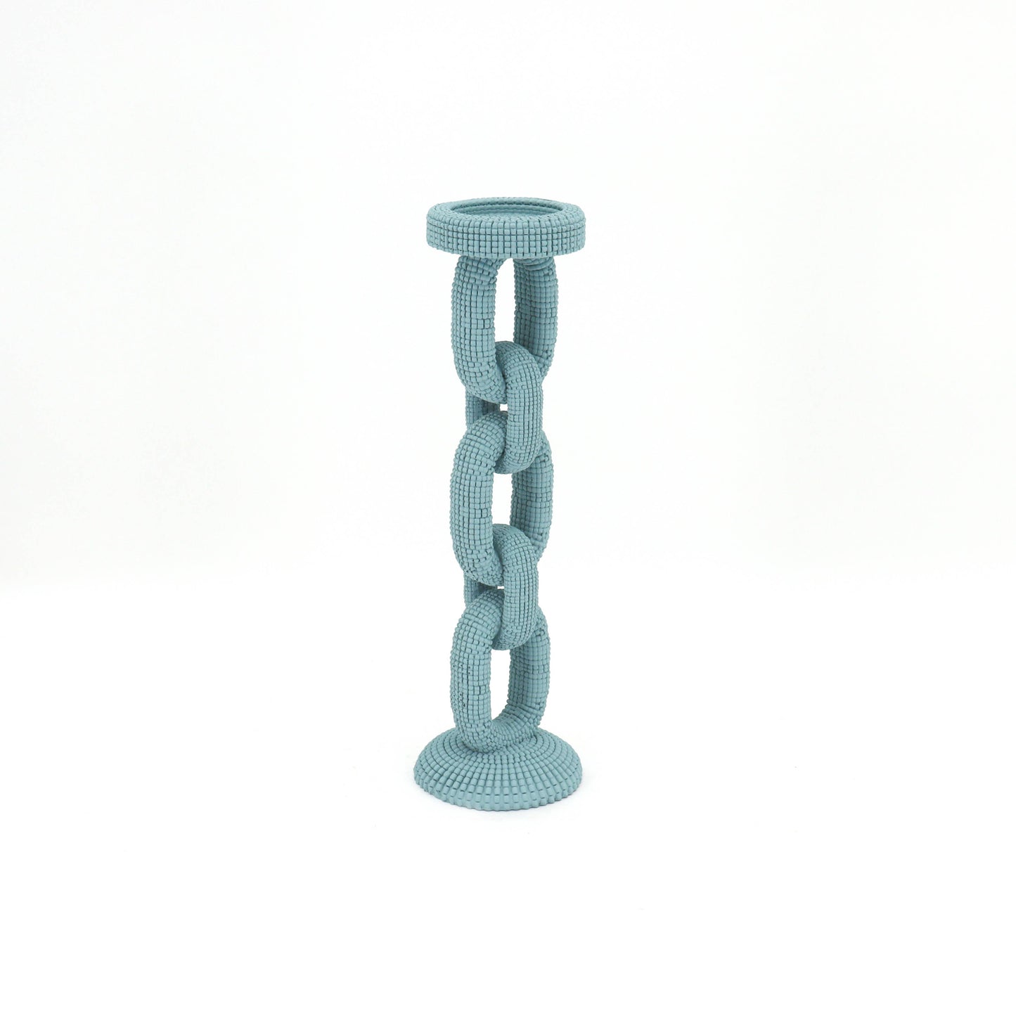 Large Blue Beaded Candle Holder