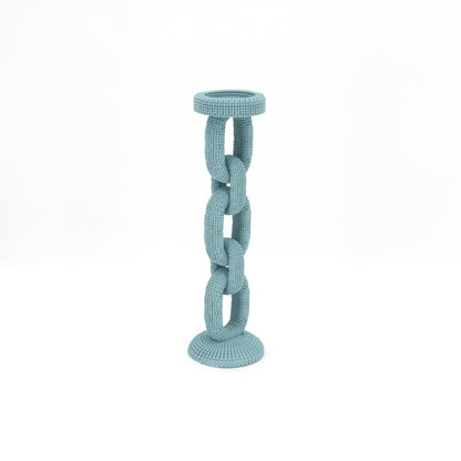 Large Blue Beaded Candle Holder