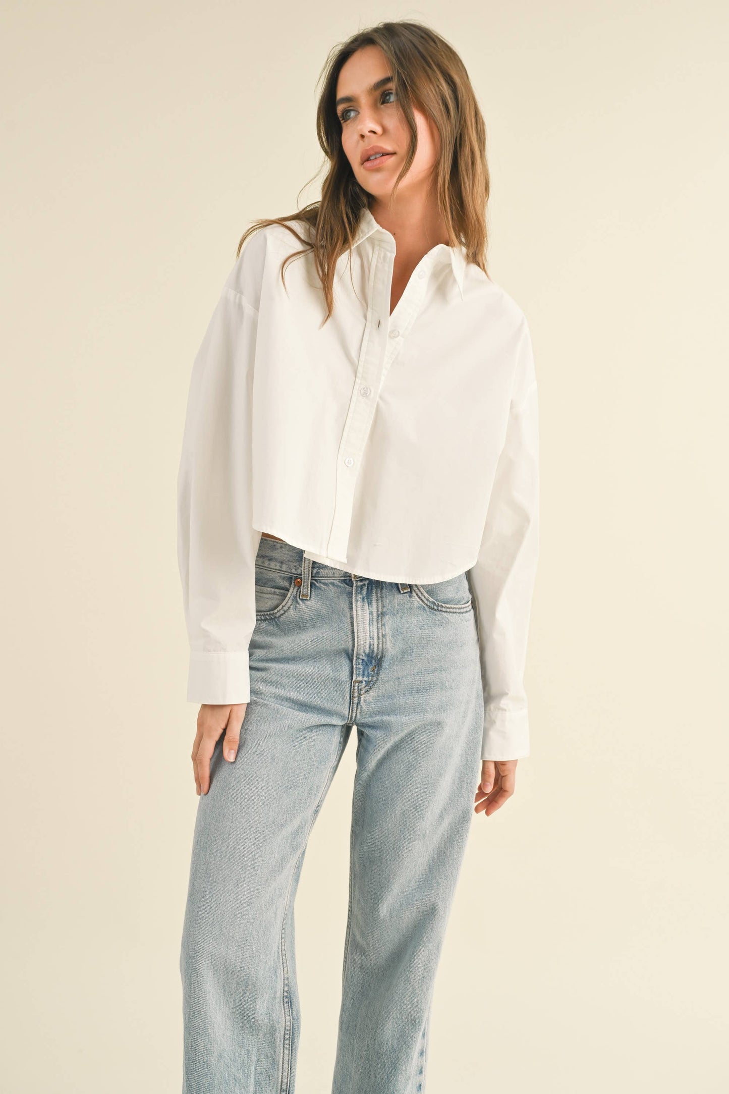 Cropped White Oxford