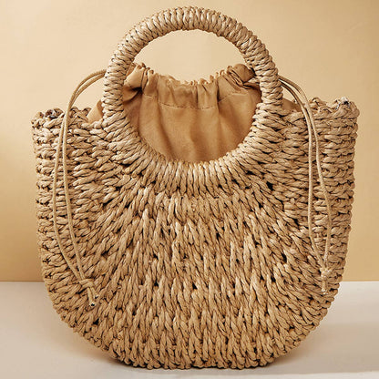 Camel Crossbody Straw Bag
