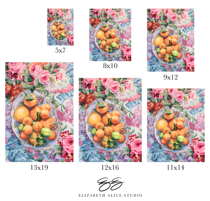 No. 334 Citrus in Chinoiserie, a fine art print on paper: 13 x 19 inches