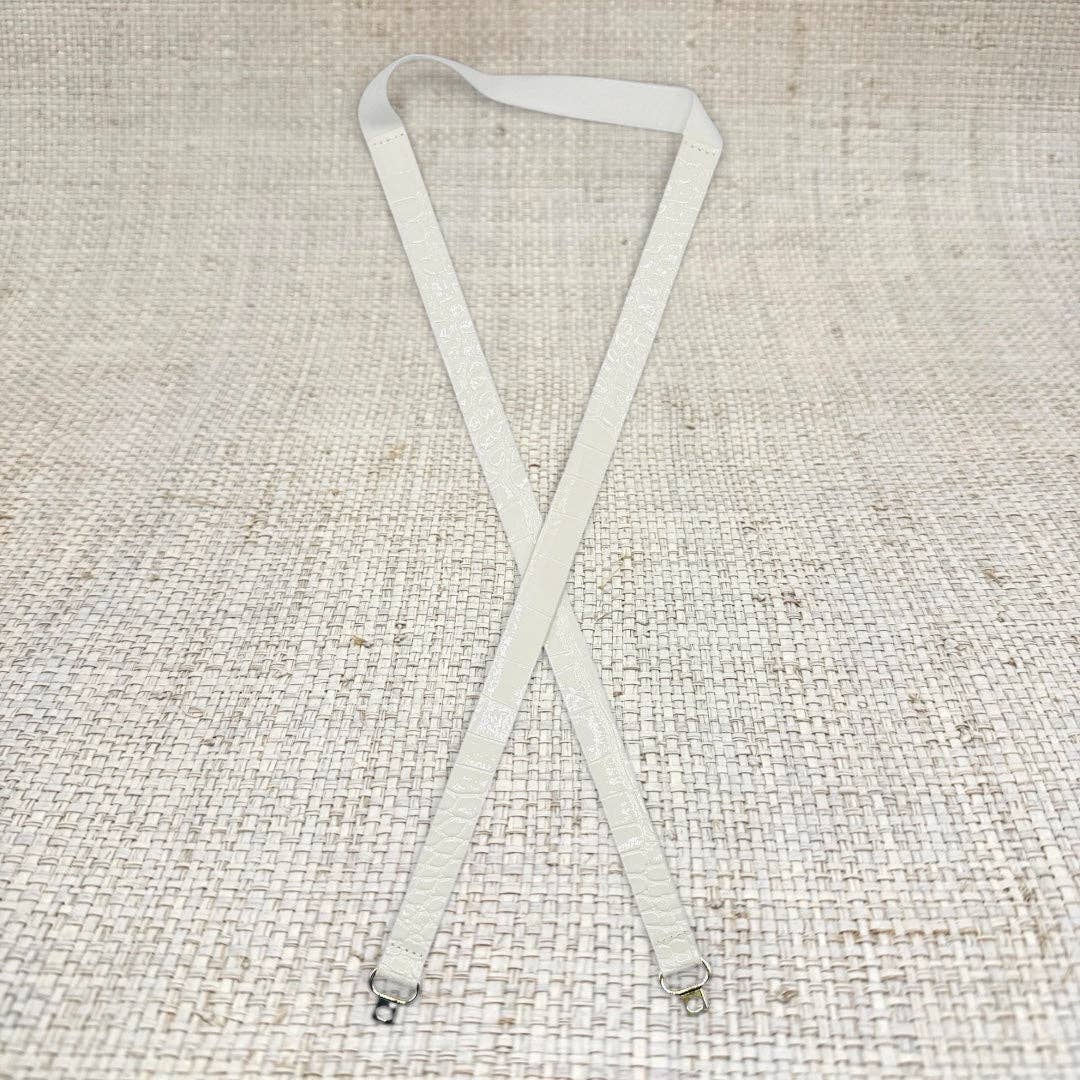 Thin White Crocodile Leather Belt: 0