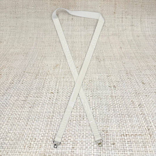 Thin White Crocodile Leather Belt: 0