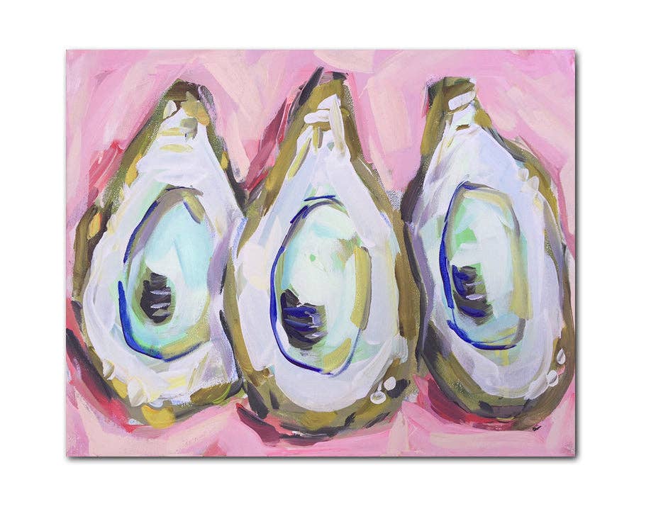 Oyster Print on Paper "Oysters on Pink": Print / 16" x 20"