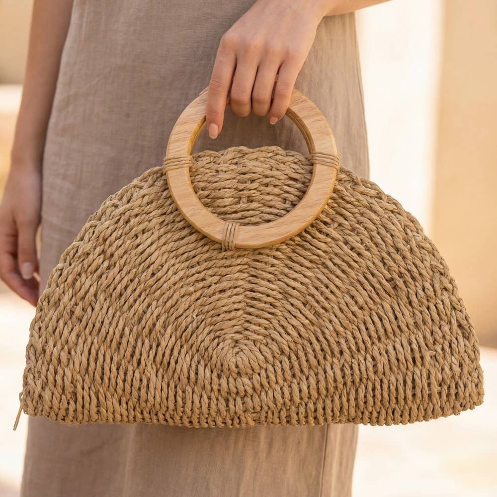 Straw Half Moon Bag - KH