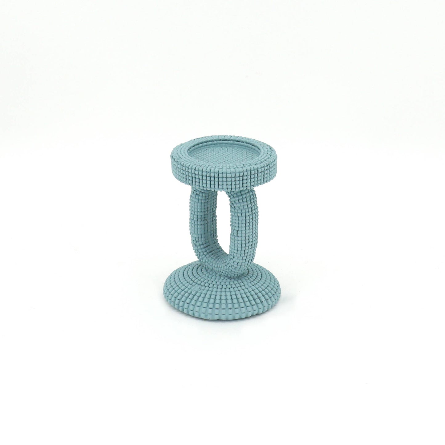 Small Blue Beaded Candle Holder