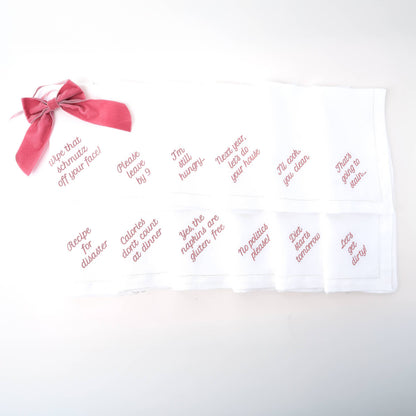Mixed Messages Linen Dinner Napkins – Set of 12: Dusty Rose