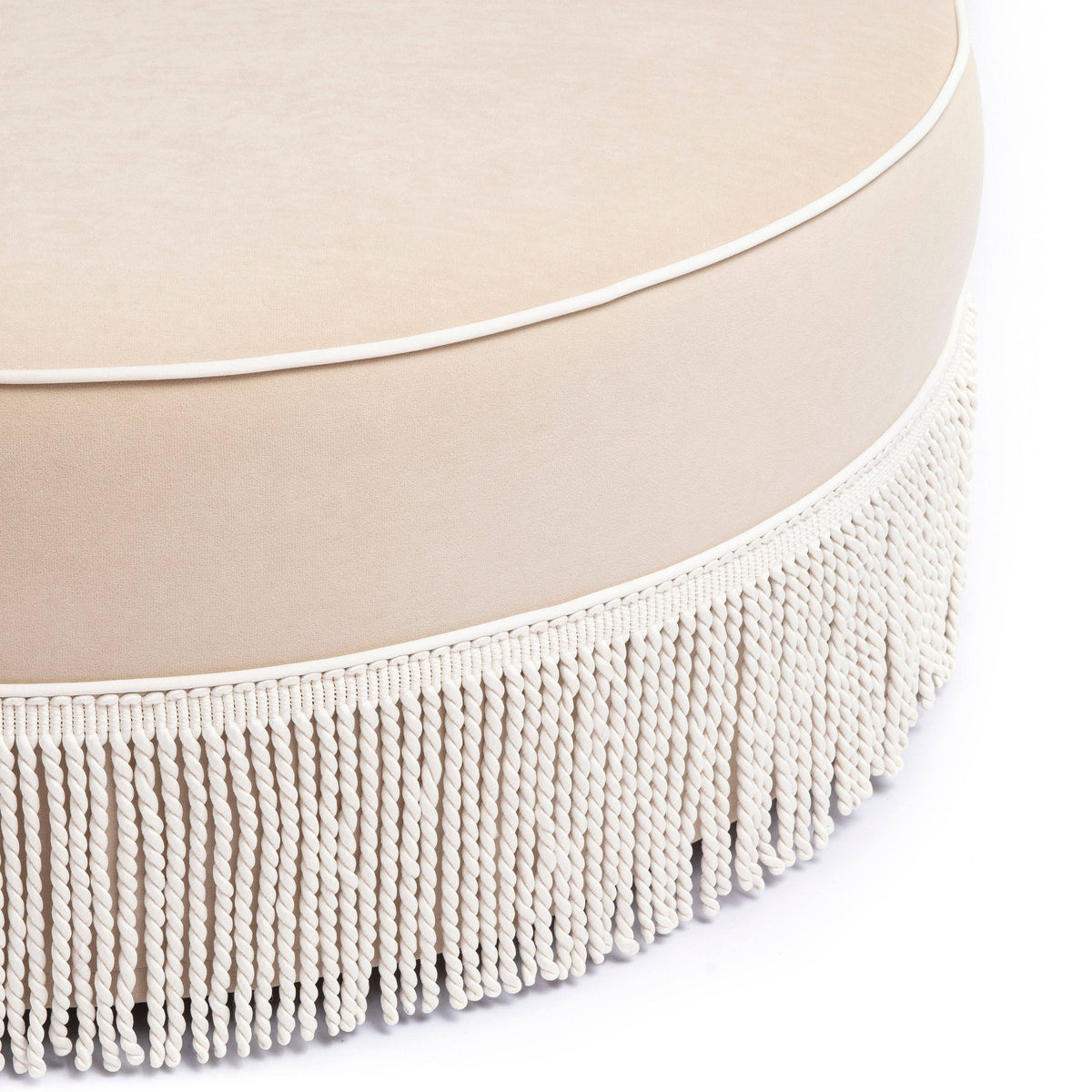 Pink Tasseled Round Ottoman