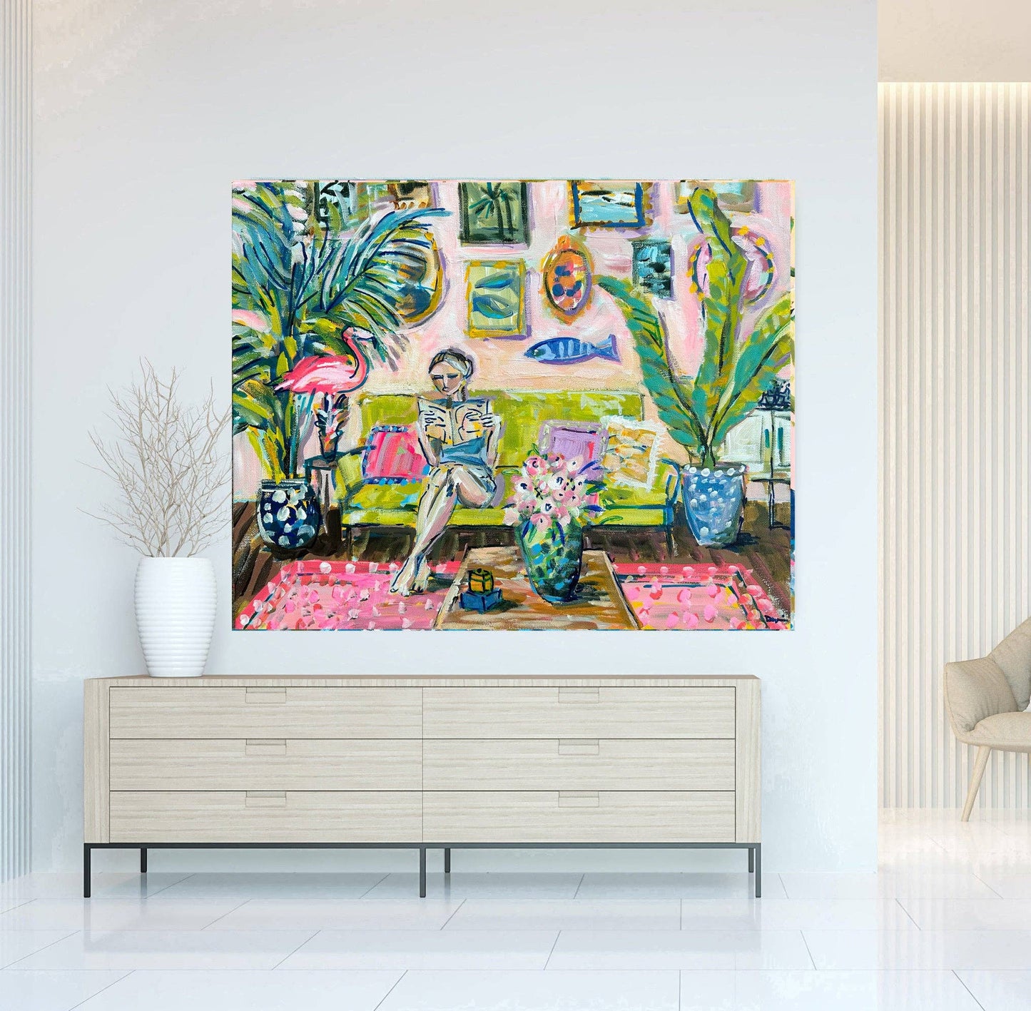 Figurative Print on Paper, "The Reading Room": Print / 24" x 30"