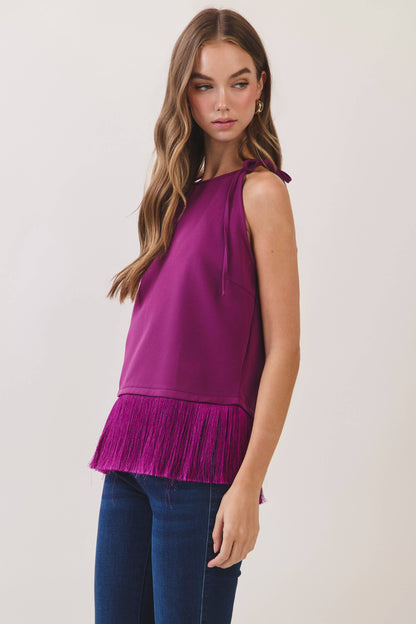 Plum Fringe Hem Top