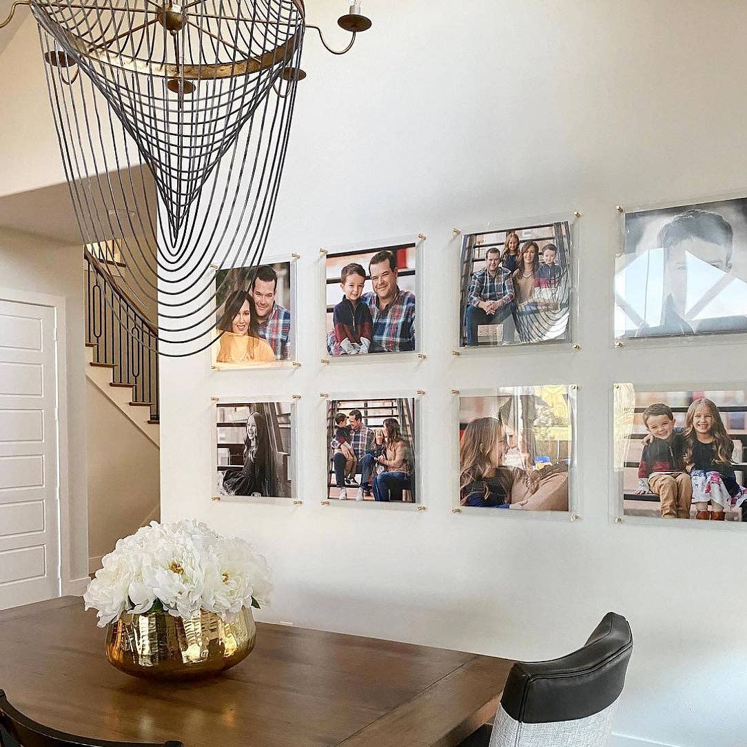 28x28" Modern UV-Grade Acrylic Floating Wall Frame: Gold