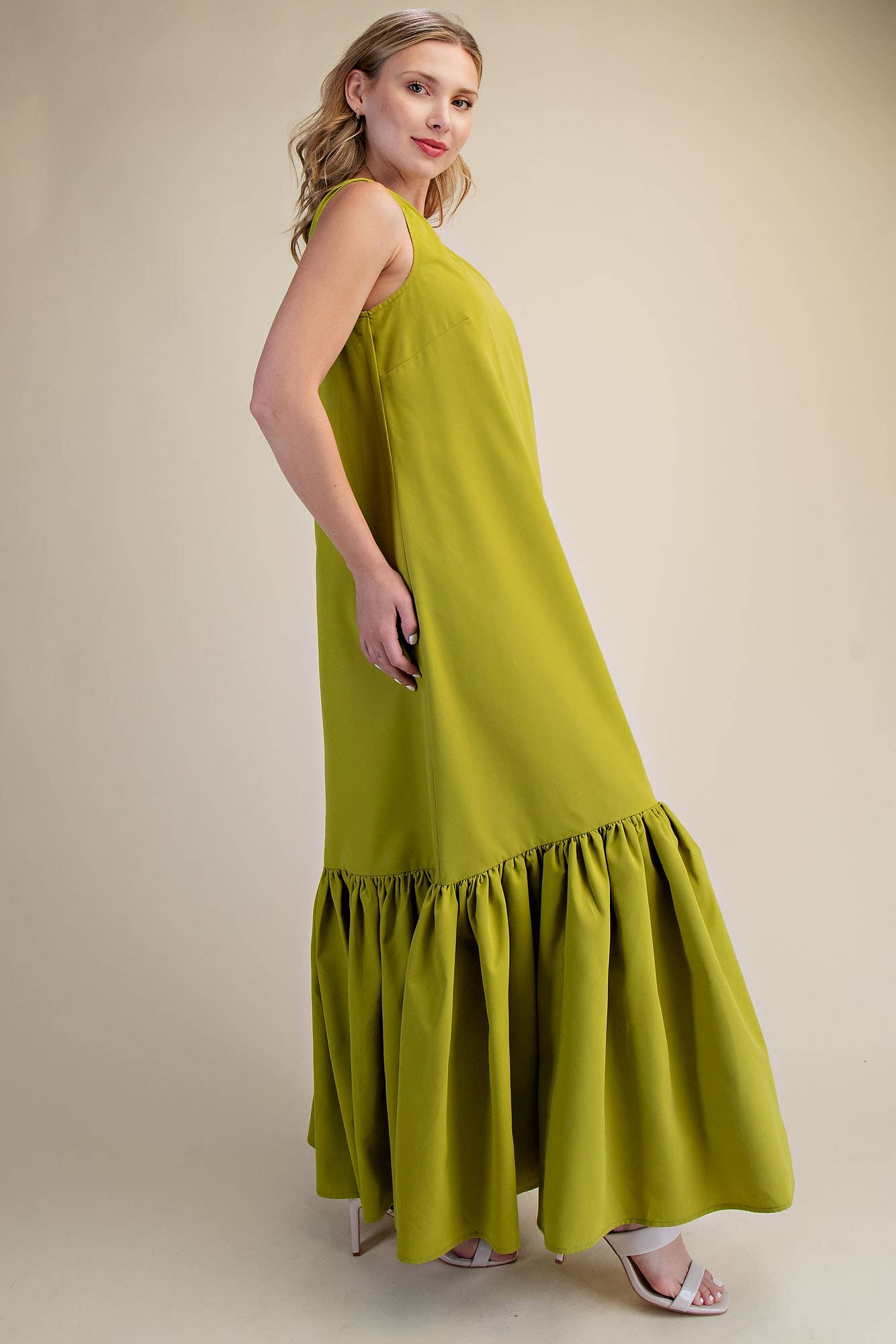 Lime Asymmetrical One Shoulder Dress