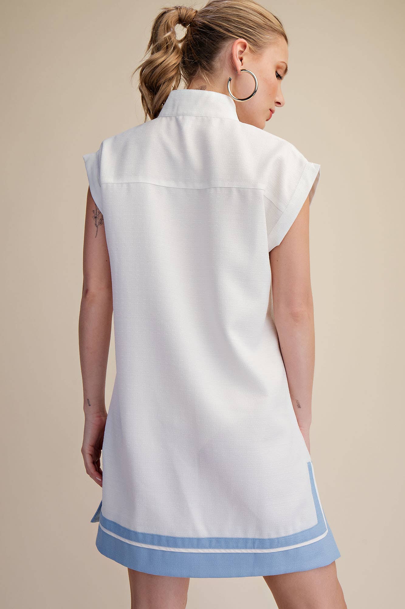 Blue & White Peplum Dress