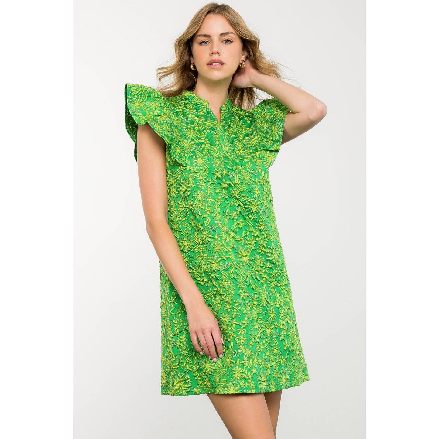 Green Textured Dress
