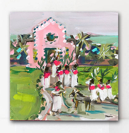 Church Print on Paper, "Palm Sunday": Print / 24" x 24"