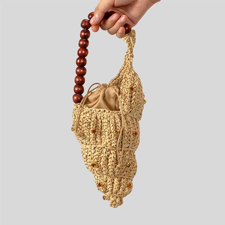 Raffia Seashell Mini Purse