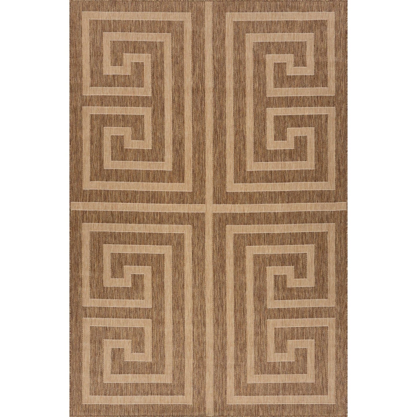 Zirelle Indoor/Outdoor Contemporary Area Rug: Brown / Rectangle / 6' 7" X 9'