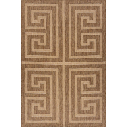 Zirelle Indoor/Outdoor Contemporary Area Rug: Brown / Rectangle / 6' 7" X 9'
