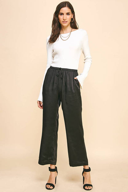 NAVY SATIN PANTS