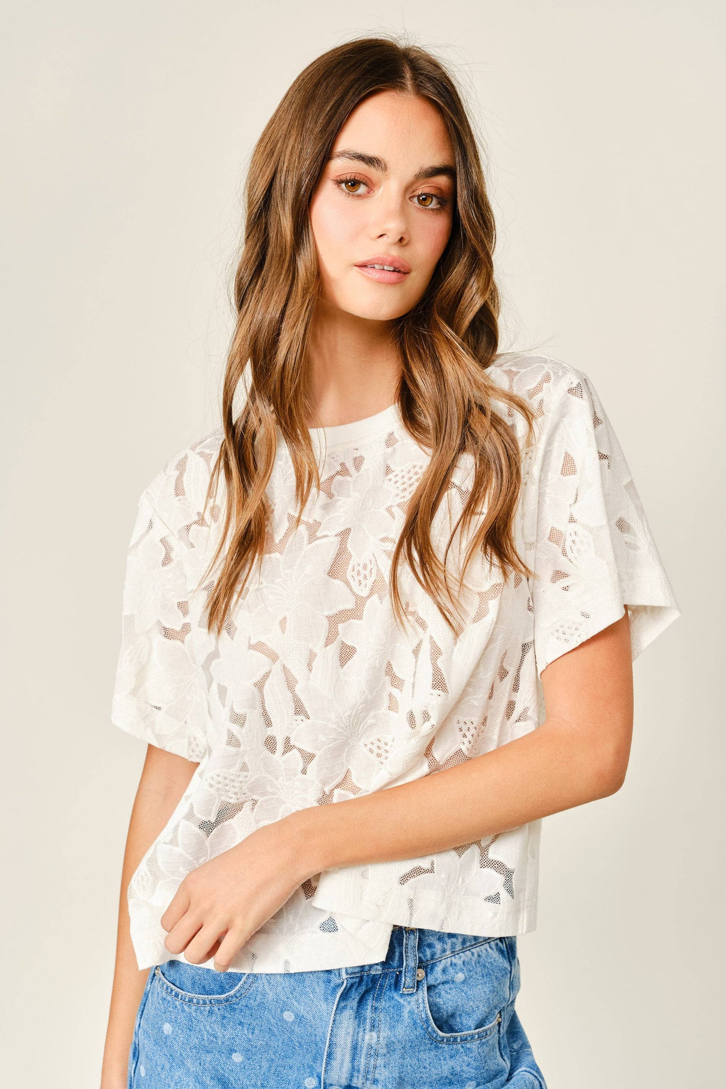 LACE FLORAL TOP