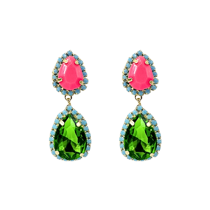 Louise Earrings: Hot Pink & Mint