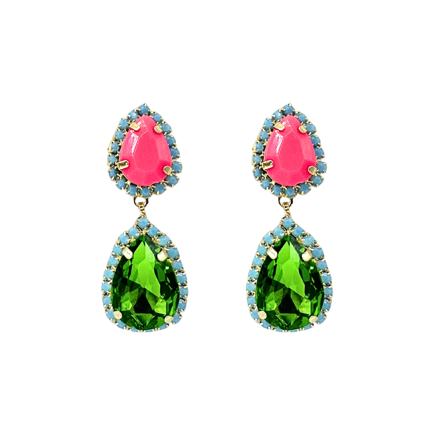 Louise Earrings: Bubblegum Pink & Green