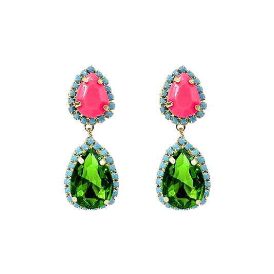 Louise Earrings: Bubblegum Pink & Green