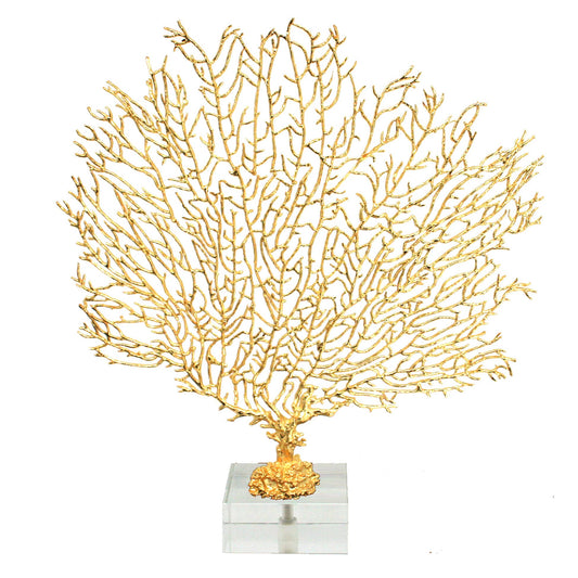 Gold Metal Seafan on Acrylic Base