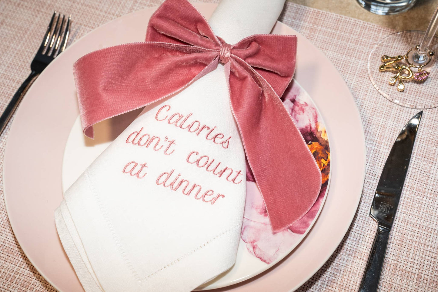 Mixed Messages Linen Dinner Napkins – Set of 12: Dusty Rose
