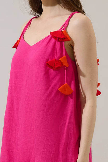Fuchsia Tassel Mini Dress