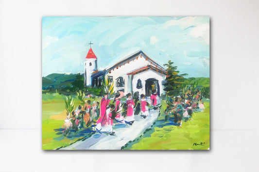 "Palm Sunday 3" Print in Acrylic Floating Frame 19x23"