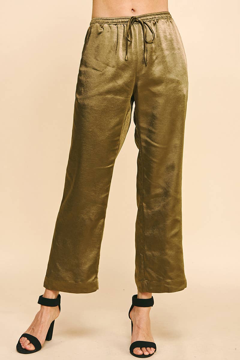 NAVY SATIN PANTS