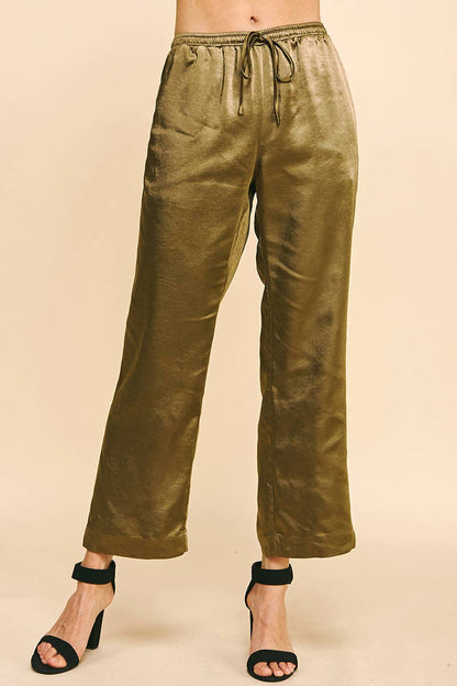 NAVY SATIN PANTS
