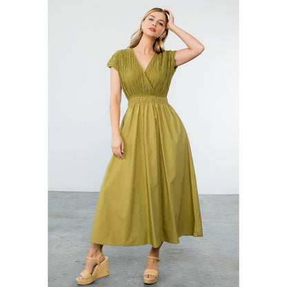 Olive Smocked Maxi Dress