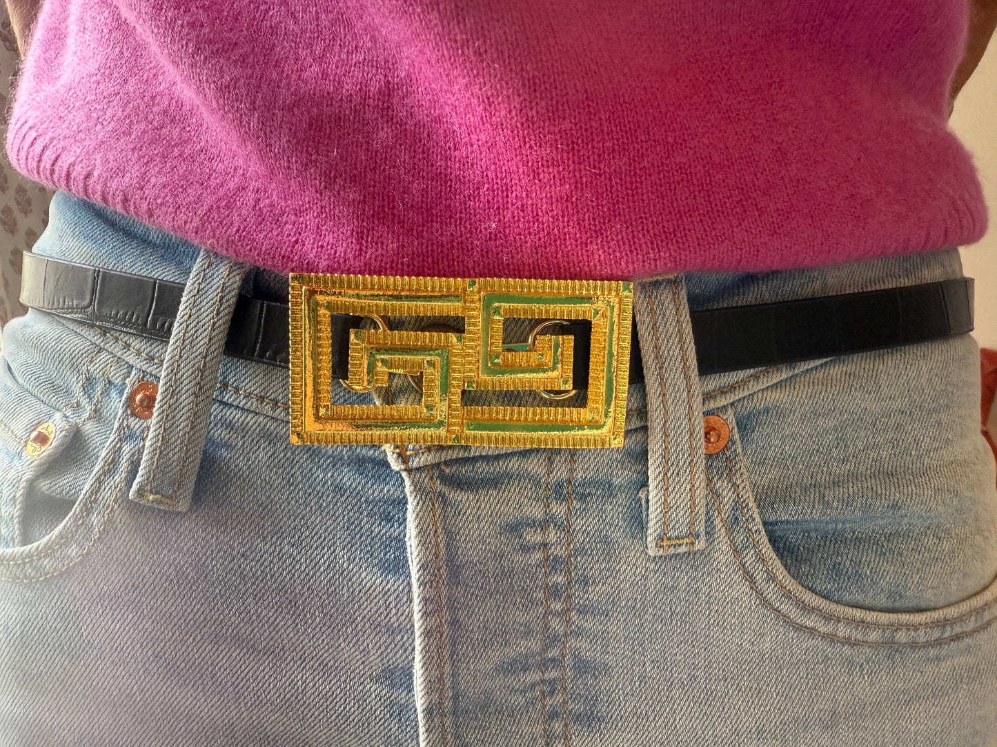 Gold Greek Key Belt Buckle