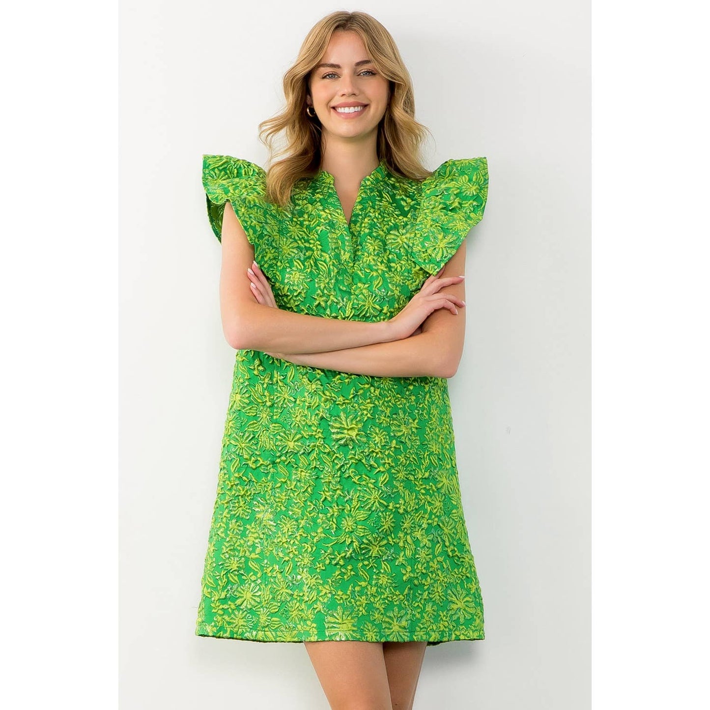 Green Textured Dress