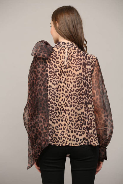 LEOPARD BOW BLOUSE