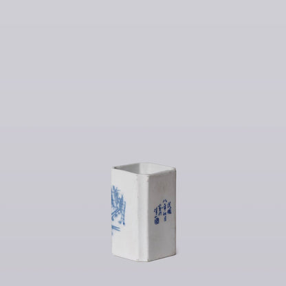 Blue & White Pheasant Square Vase with lavender scented candle