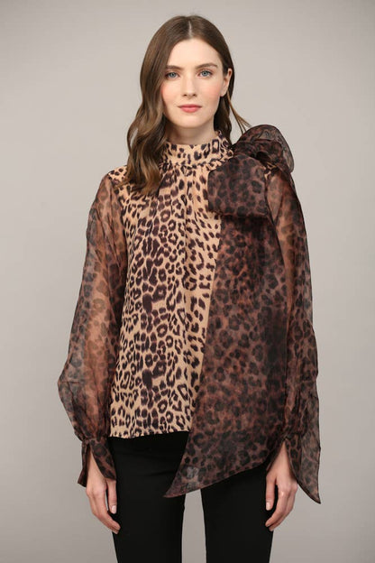LEOPARD BOW BLOUSE