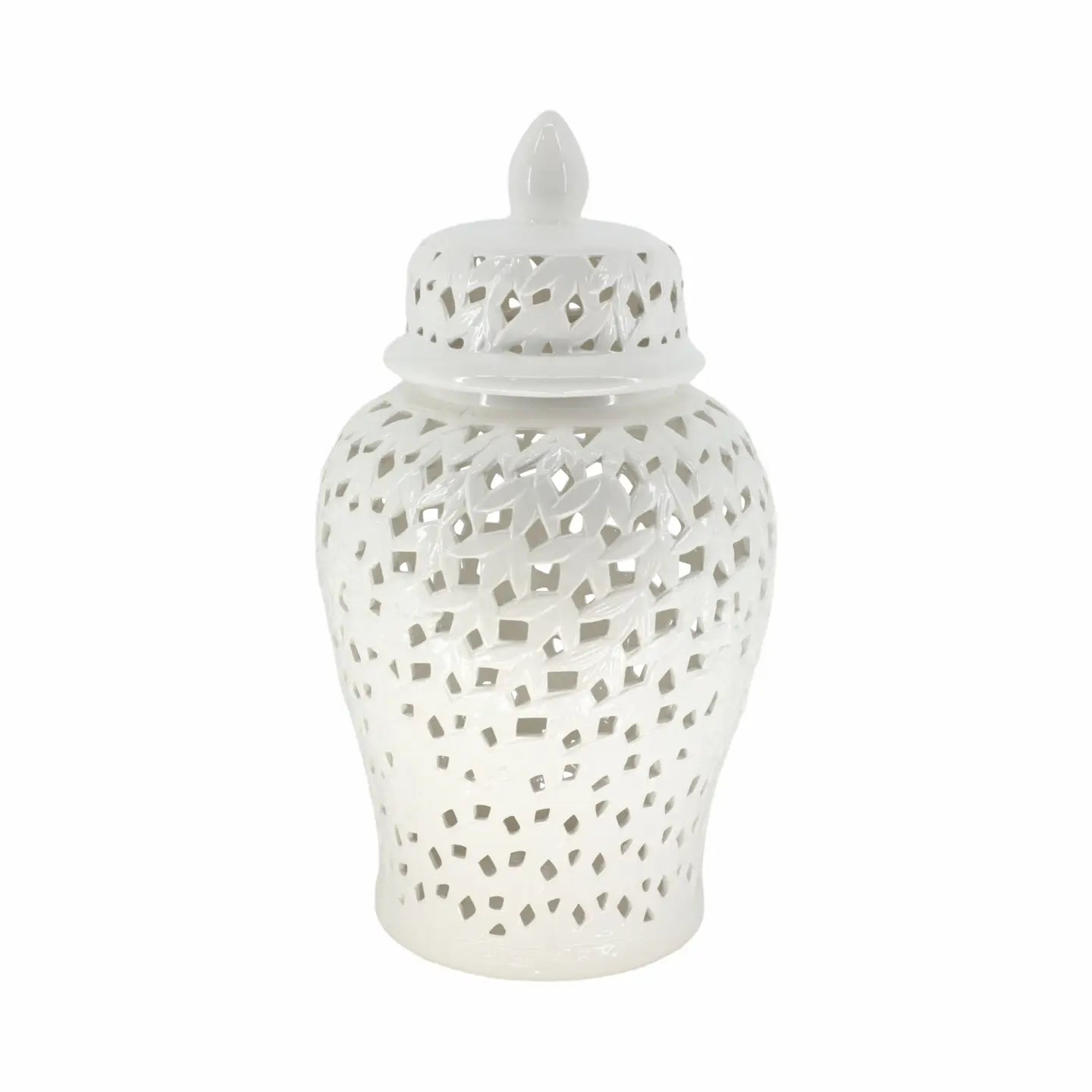 Ceramic Pierced Lidded Jar - White