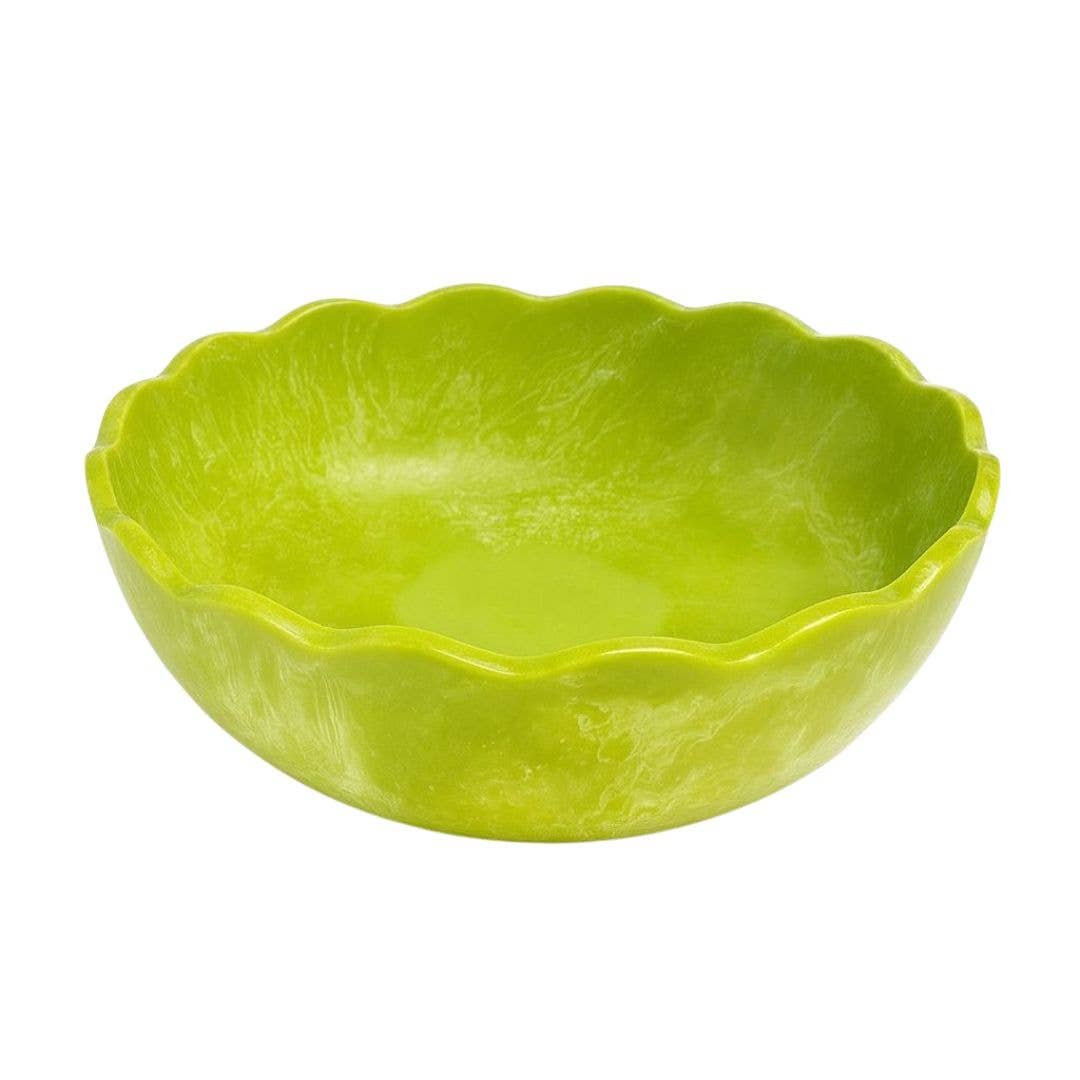 Green Resin Scalloped Bowl